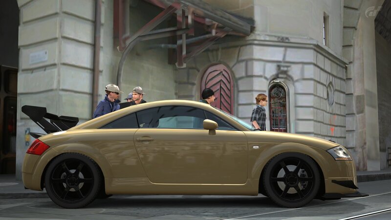 Gold Audi TT with friends