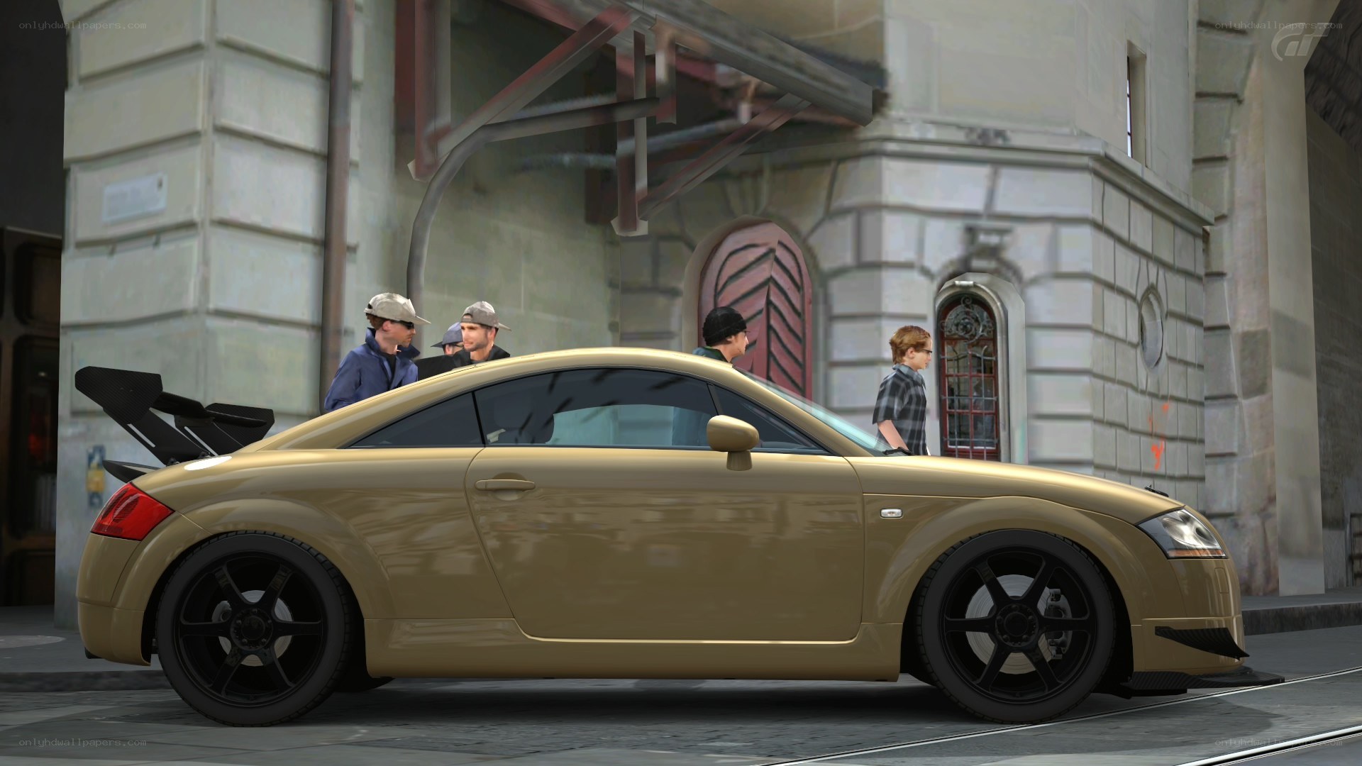 Gold Audi TT with friends