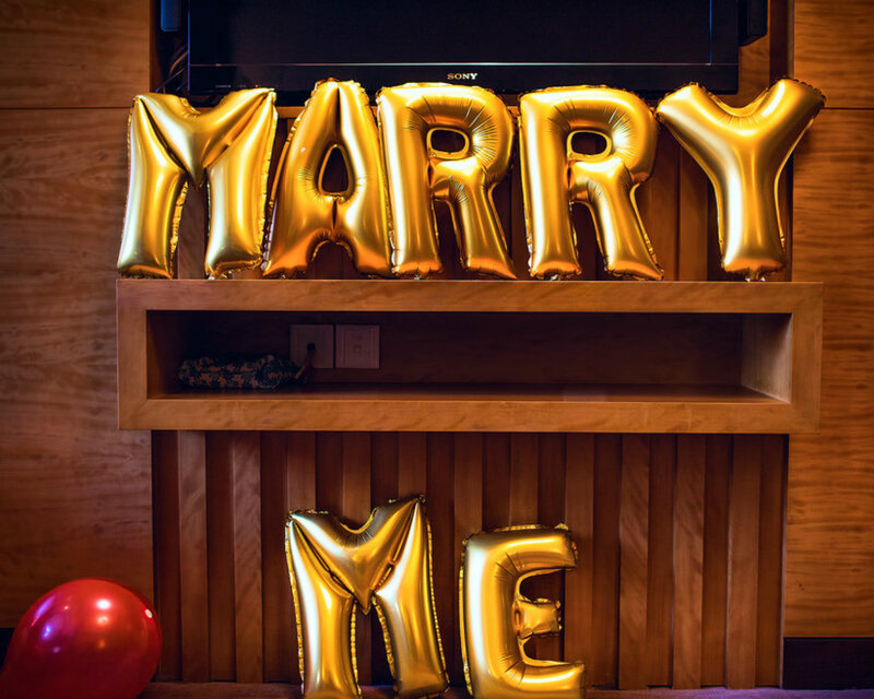 Gold Balloons Spelling Marry Me