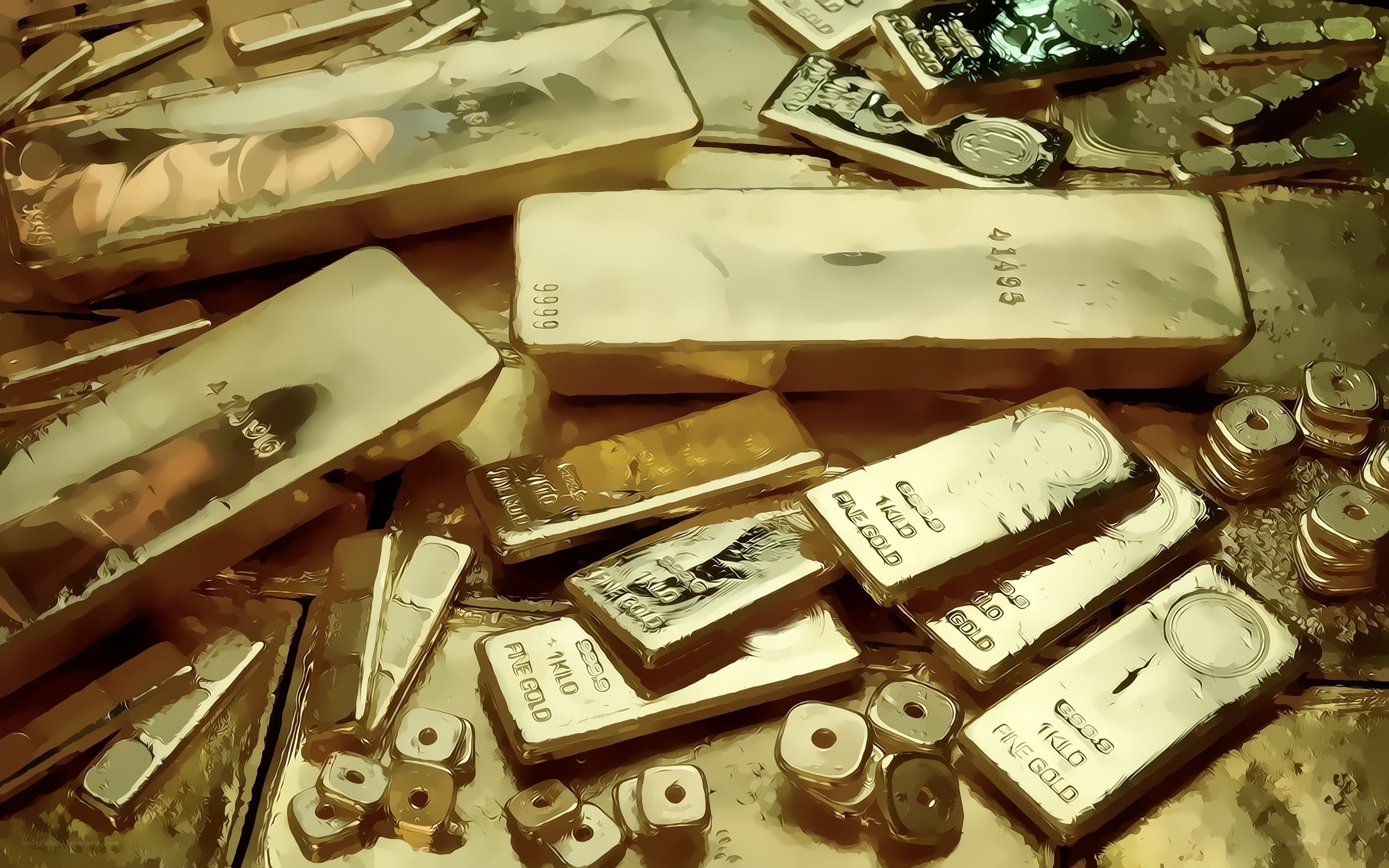 gold bars and coins collection
