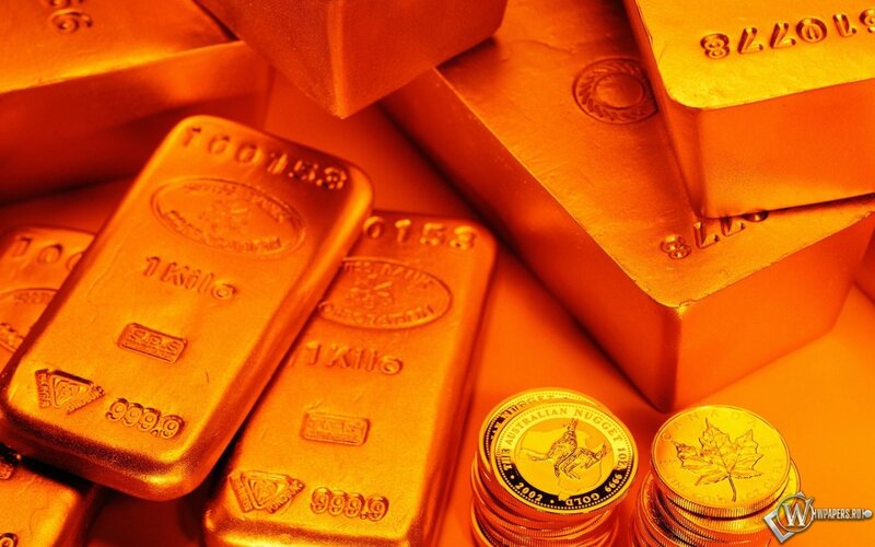 Gold Bars and Coins — Dramatic