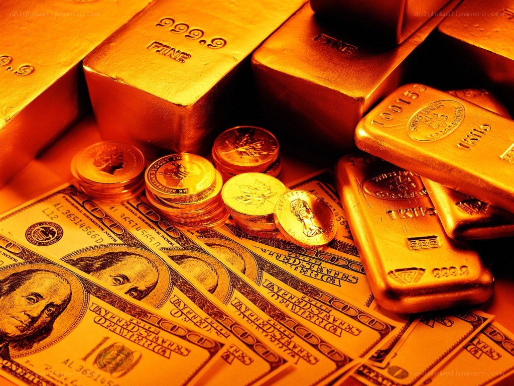 gold bars and currency