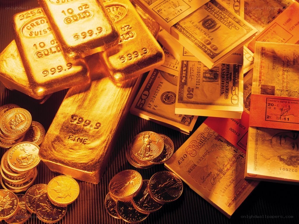 gold bars and currency
