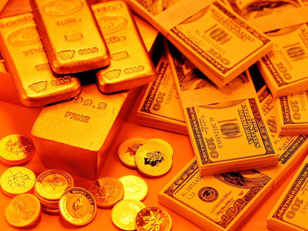 gold bars and currency