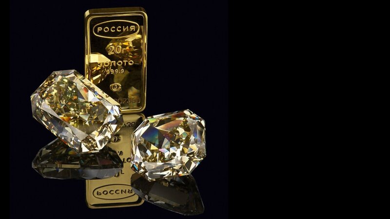 Gold bars and diamonds