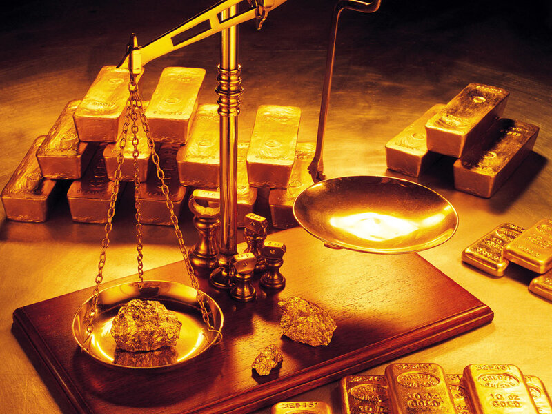 Gold bars and scales