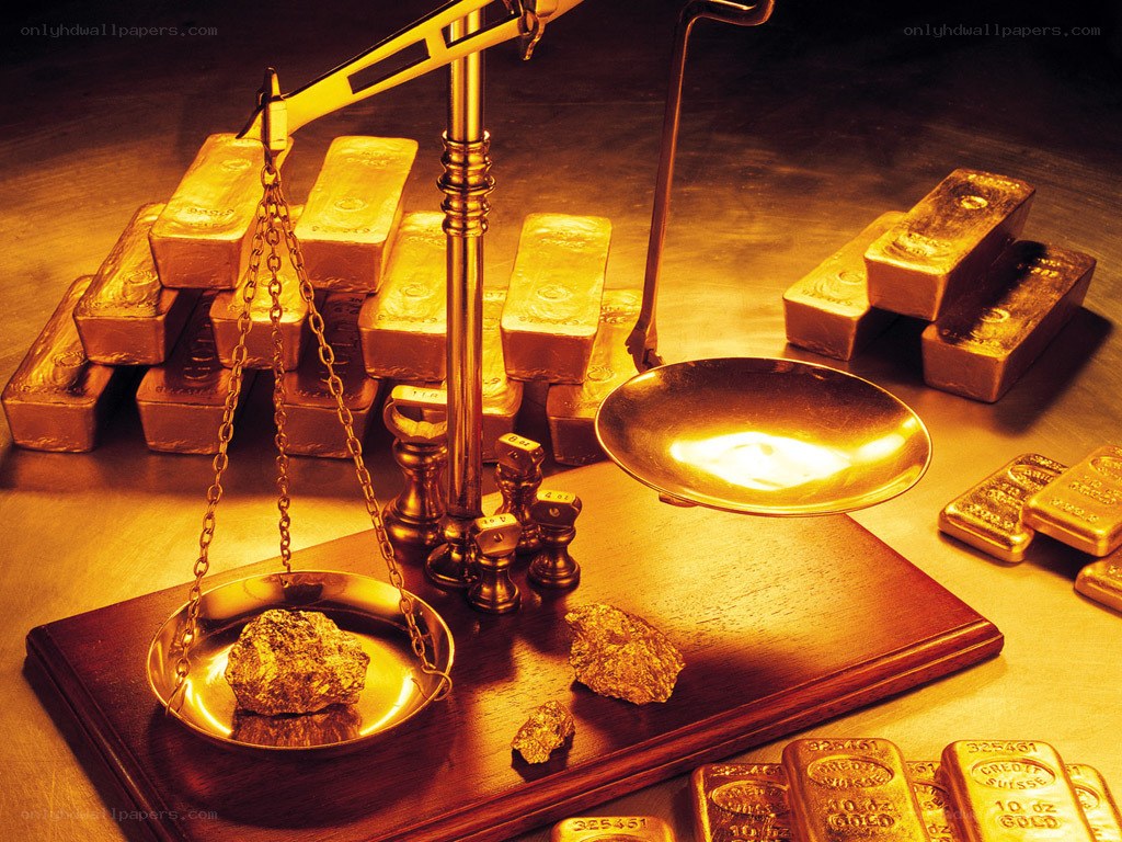 Gold bars and scales