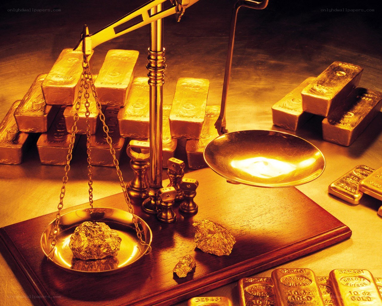 Gold bars and scales