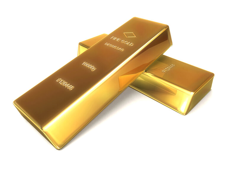 gold bars on white background