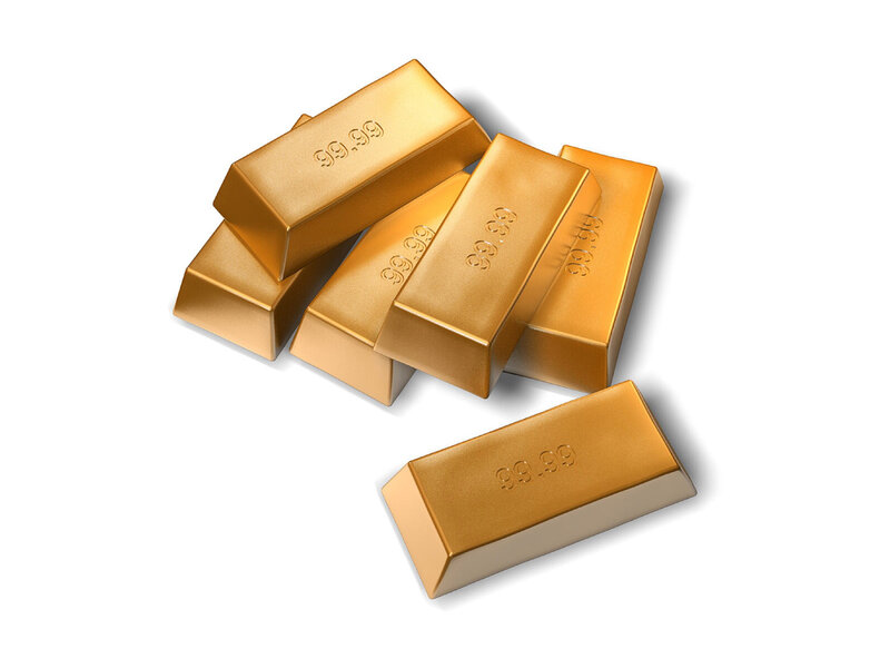 gold bars on white background