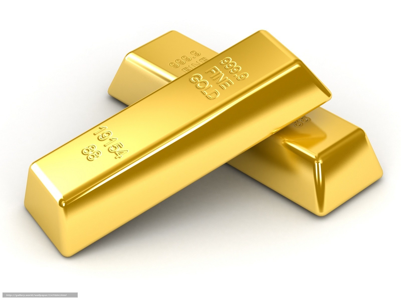 Gold bars on white background