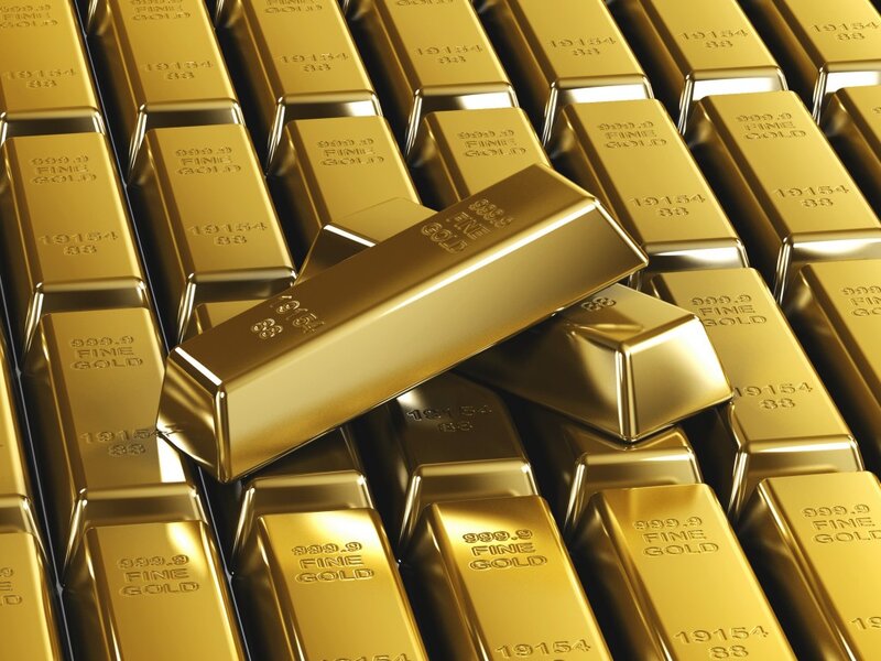 Gold Bars Stacked — Neutral, 3d Render