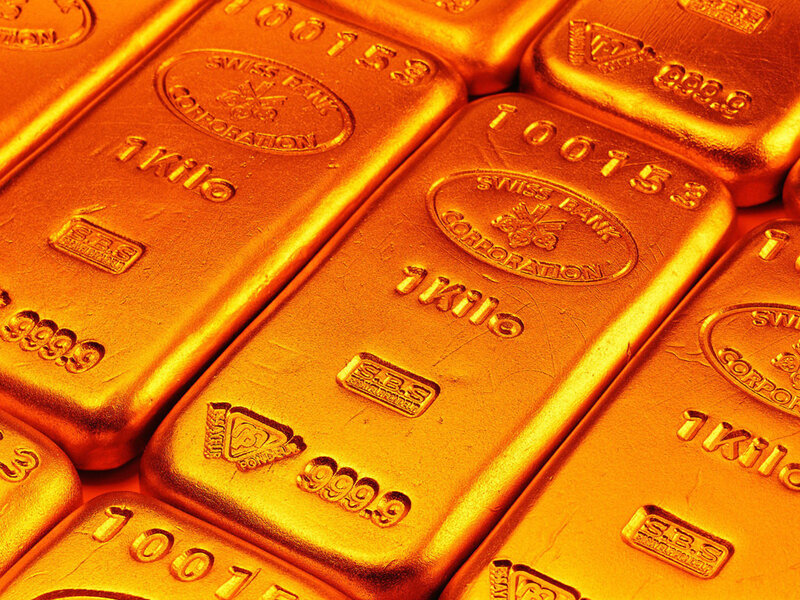 gold bars stacked together