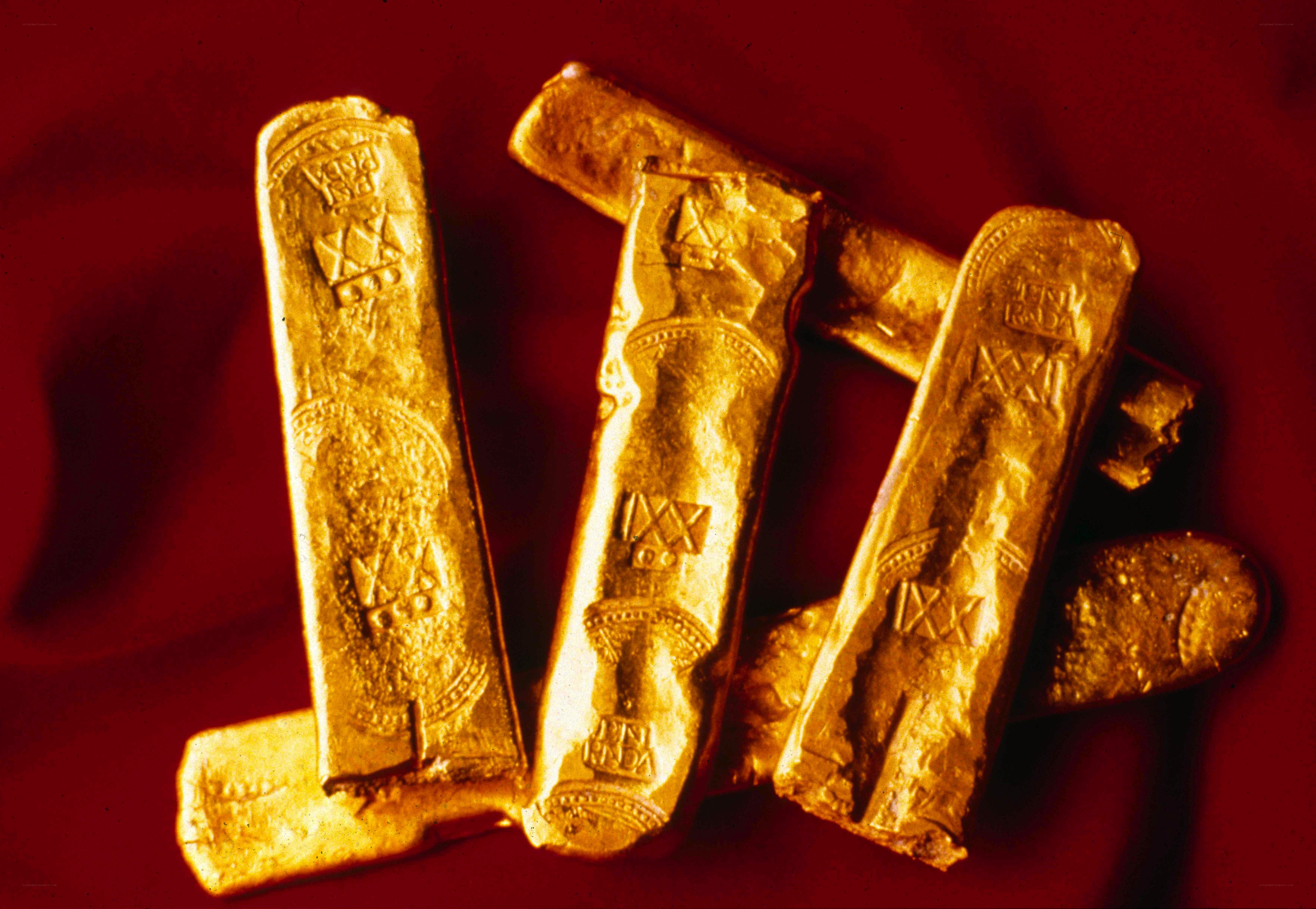 gold bars with markings