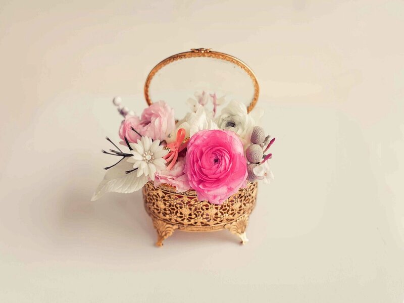 Gold Basket with Flowers