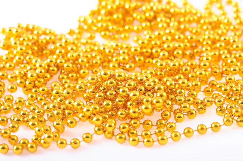 Gold Beads on White