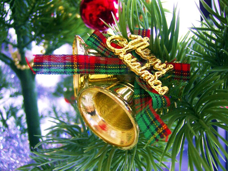 Gold Bell Ornament — Green, Festive, Winter