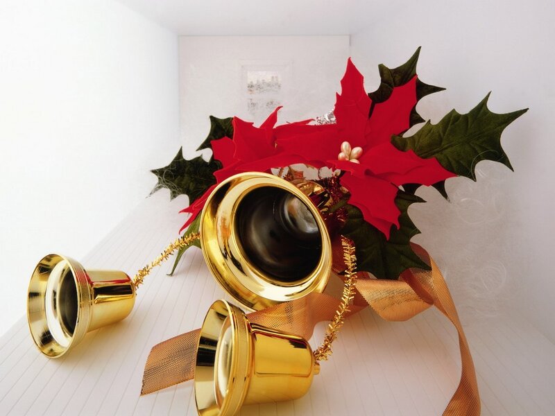 Gold Bells with Poinsettia