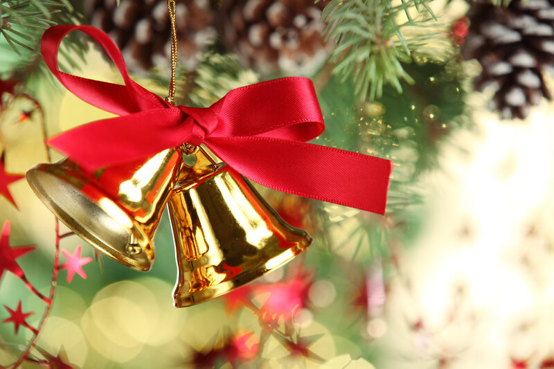 Gold Bells with Red Bow