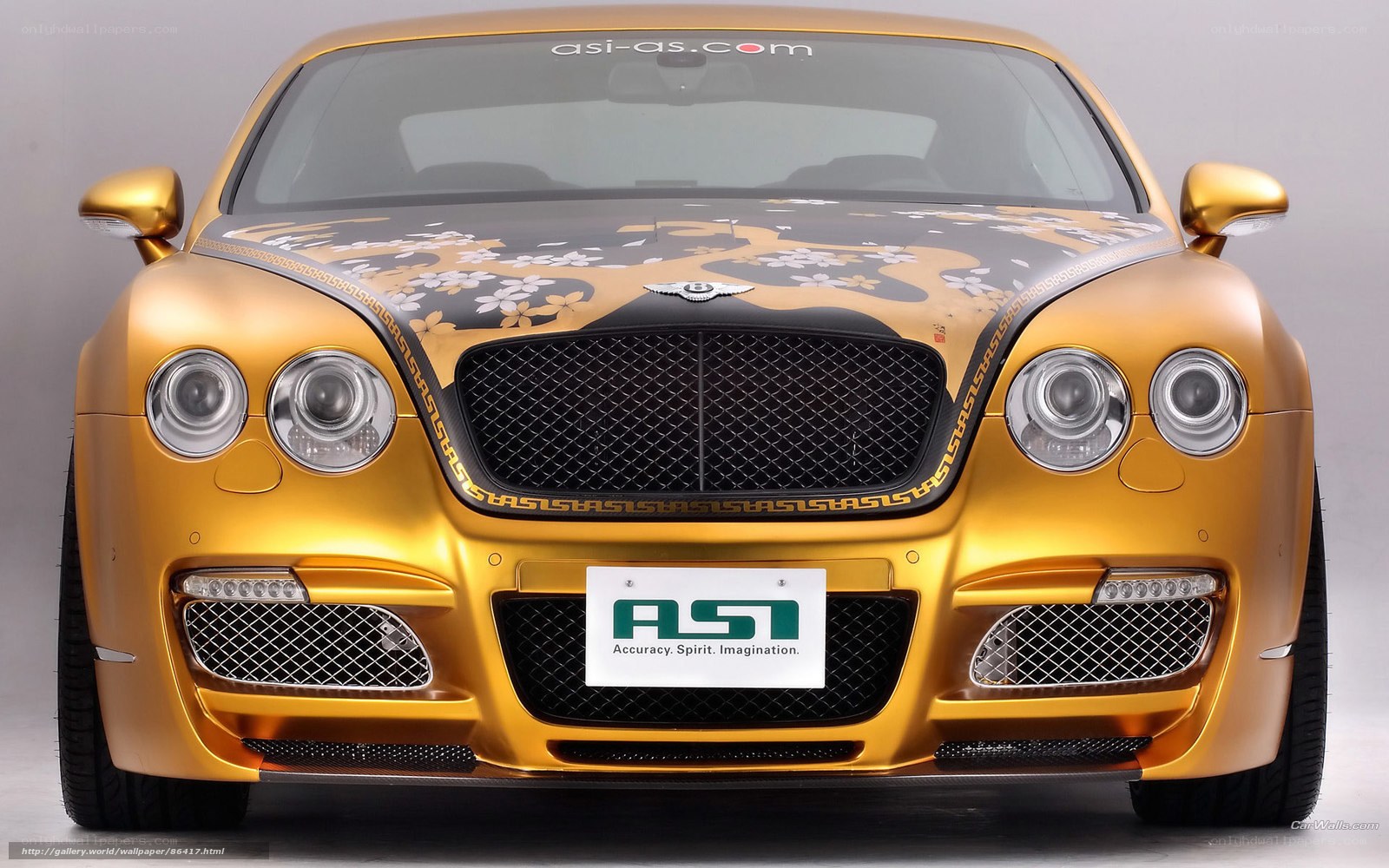 gold bentley with custom graphics