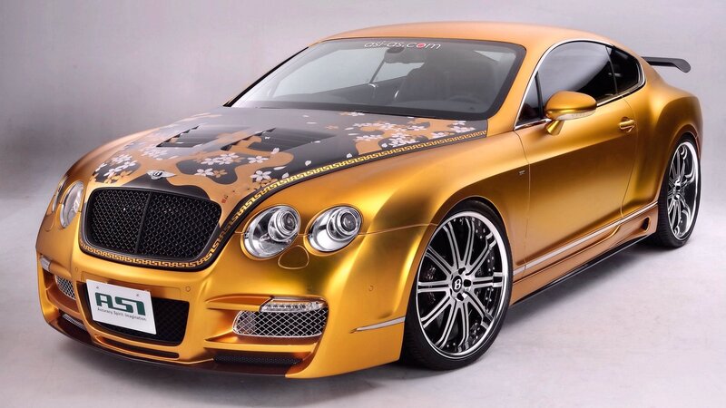 gold bentley with floral design