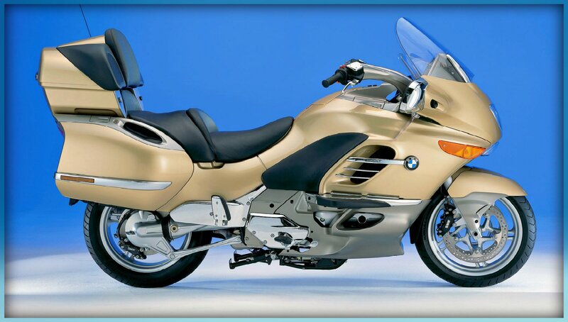 Gold BMW Touring Motorcycle — Neutral