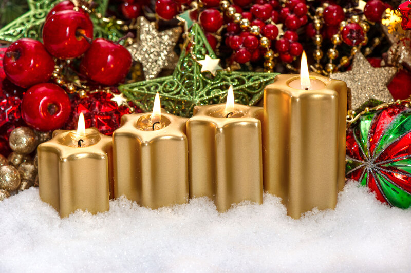Gold Candles in Snow