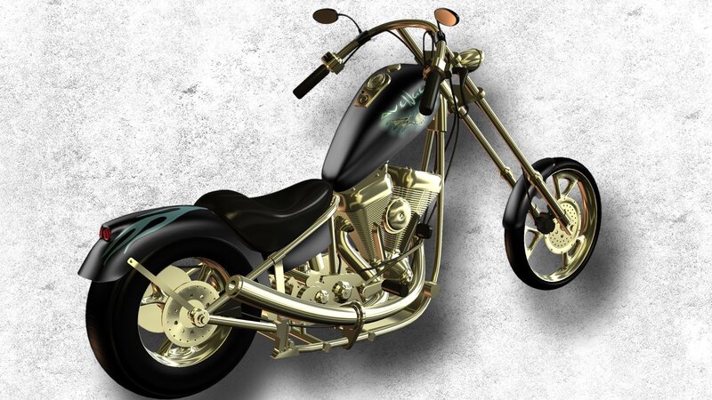 Gold Chopper Motorcycle — Black