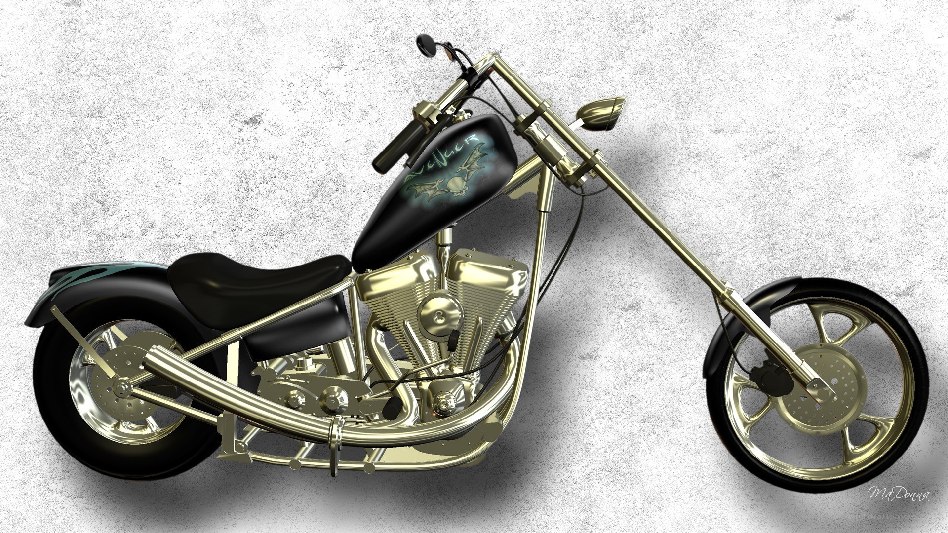 gold chopper motorcycle
