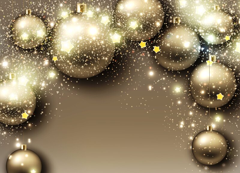 Gold Christmas Ornaments — Festive, Night, Digital Art