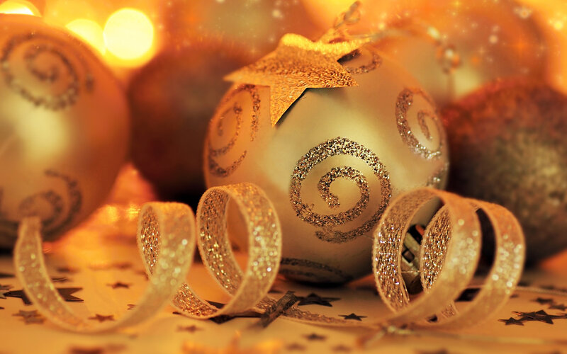 Gold Christmas Ornaments — Festive, Night