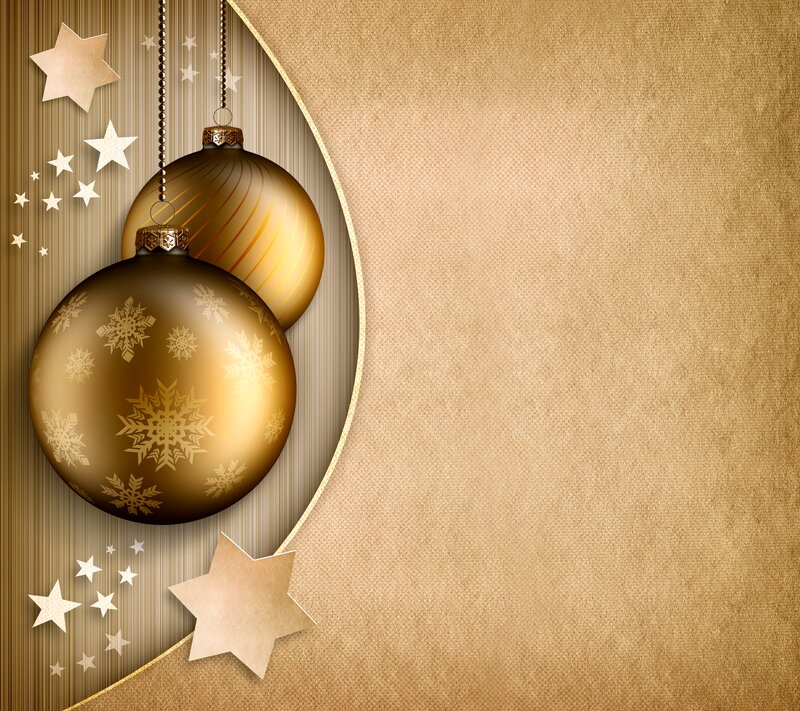 Gold Christmas Ornaments — Festive, Winter, Digital Art, Stars