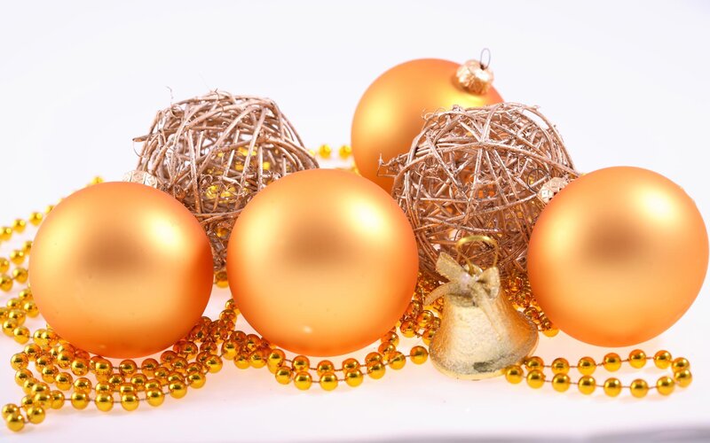 Gold Christmas Ornaments — Festive, Winter, Photograph, Beads