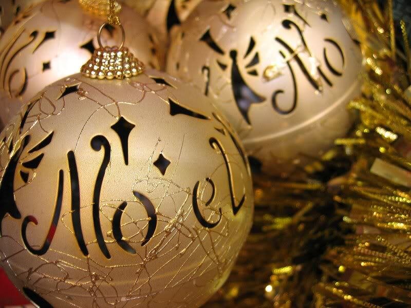 Gold Christmas Ornaments — Festive, Winter, Photograph, Tinsel