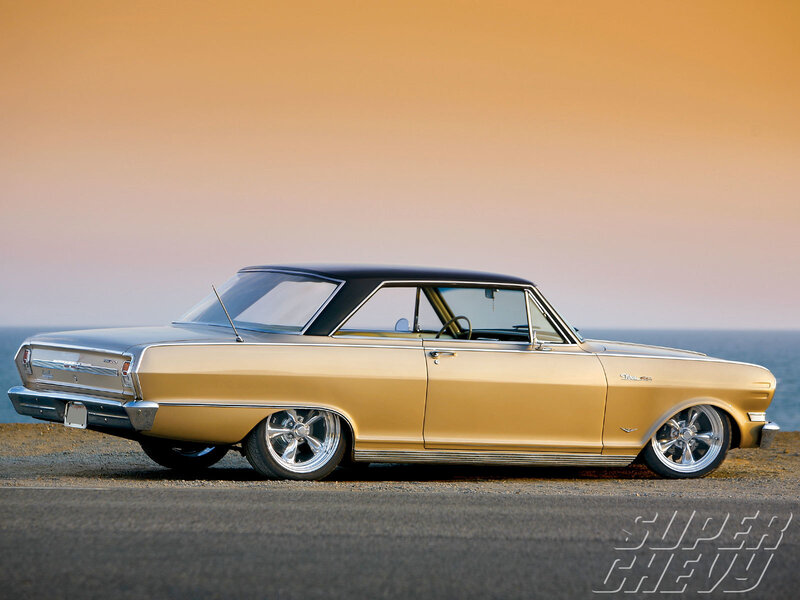 Gold classic car by the sea