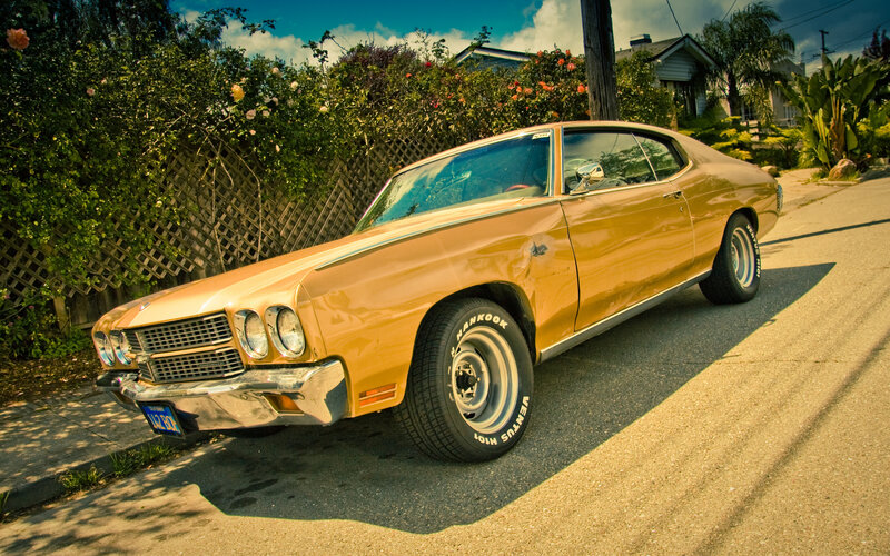 Gold Classic Car — Dramatic, Afternoon