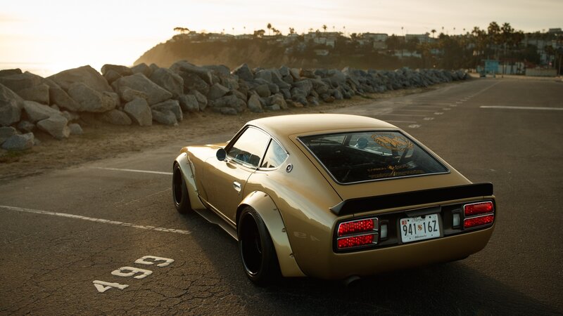 Gold Classic Car — Serene, Sunset