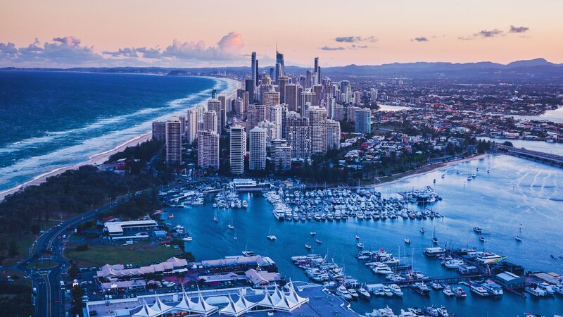 Gold Coast Skyline — Blue, Serene, Sunset