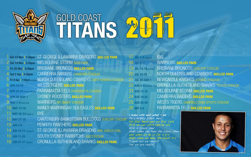 Gold Coast Titans Schedule