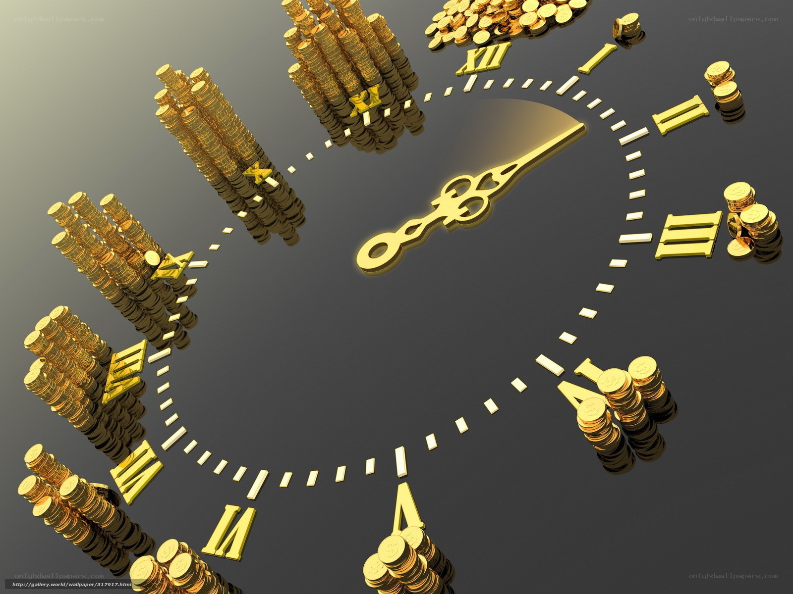 gold coins clock face