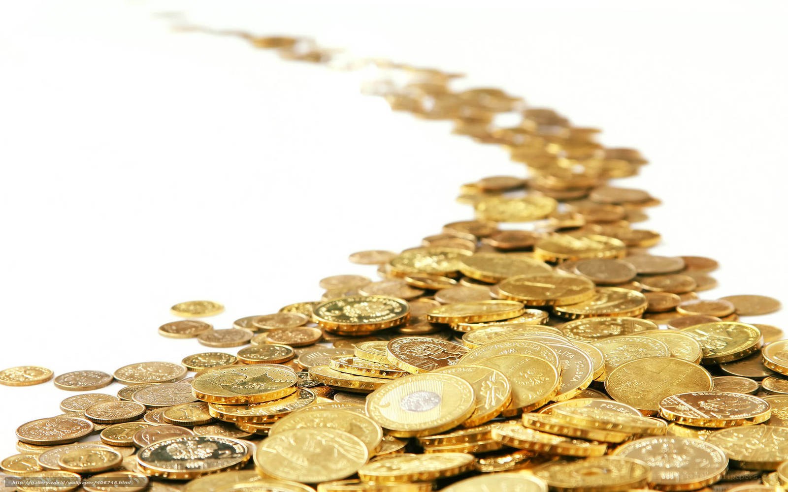 gold coins on white background