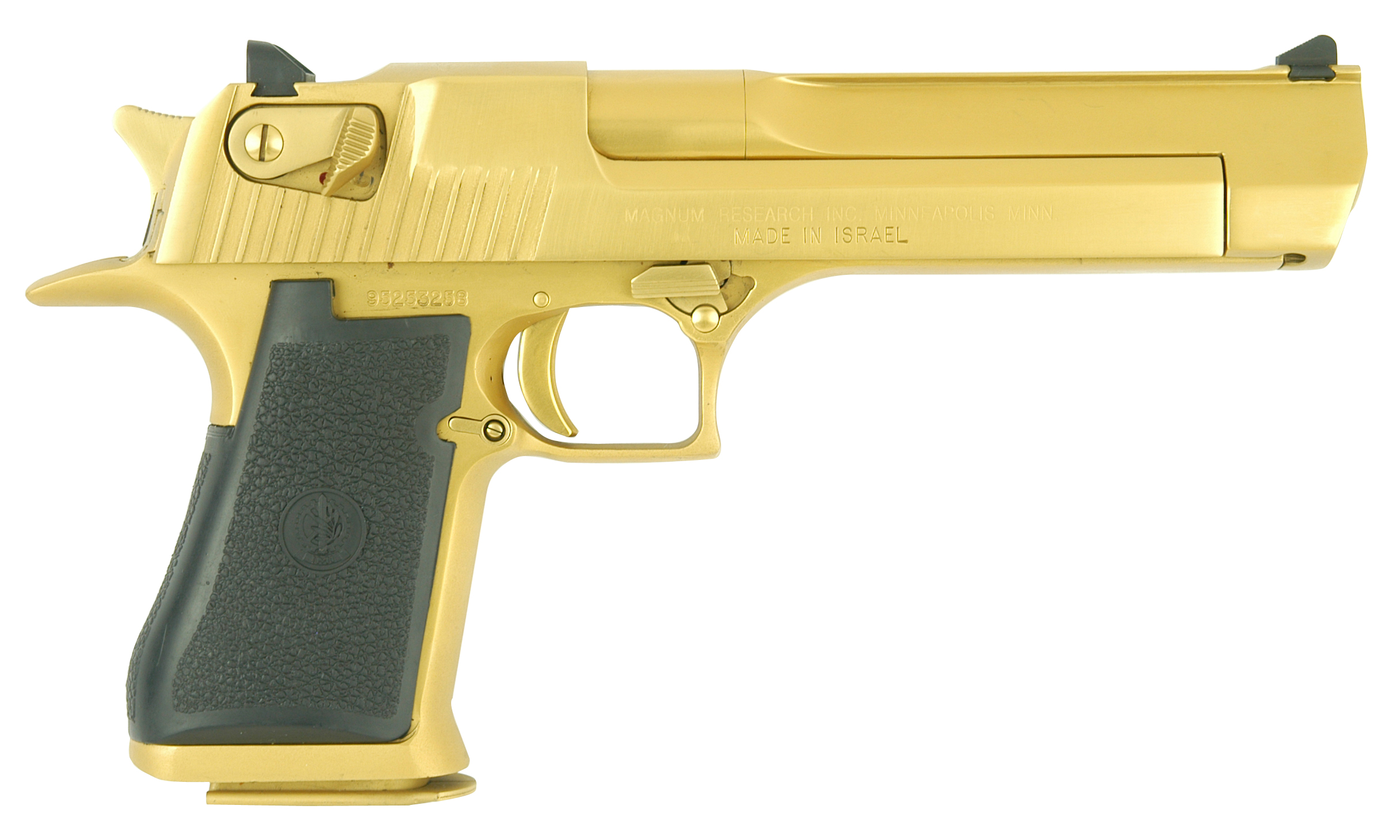 gold-colored pistol