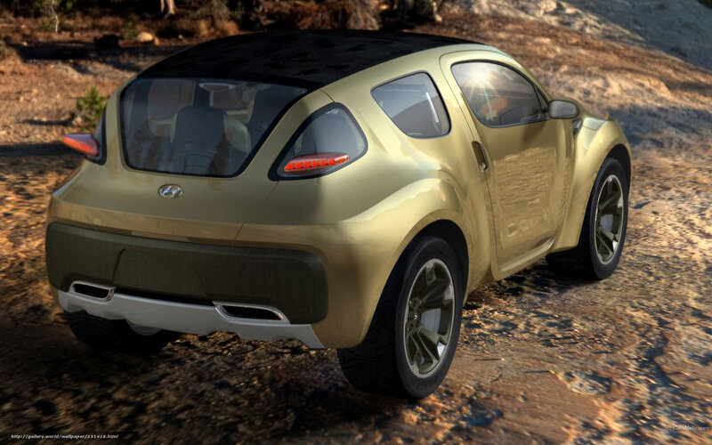 gold concept car on dirt