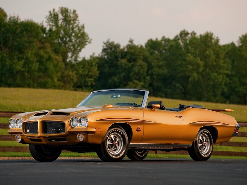 Gold Convertible Car — Calm, Sunset