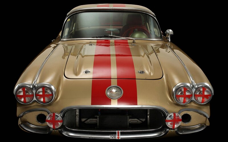 Gold Corvette with Red Stripes