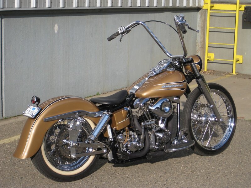 Gold Custom Motorcycle — Calm, Afternoon