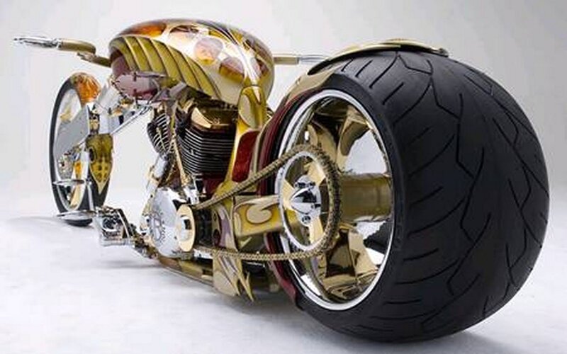 Gold Custom Motorcycle — Showcase, Photograph