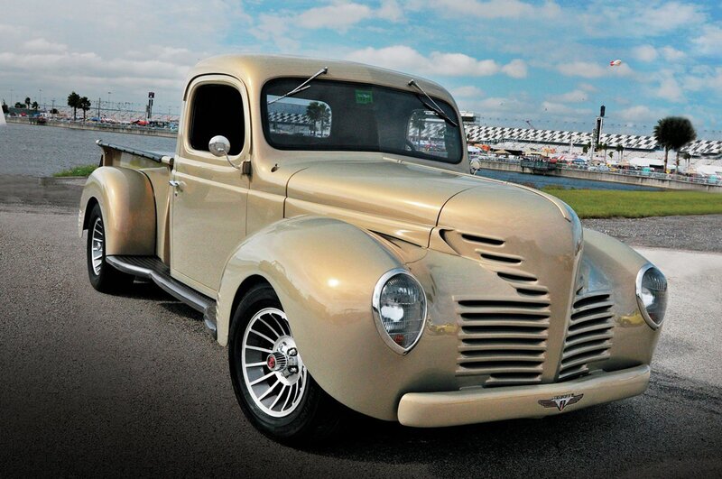 Gold Custom Pickup Truck — Calm, Afternoon