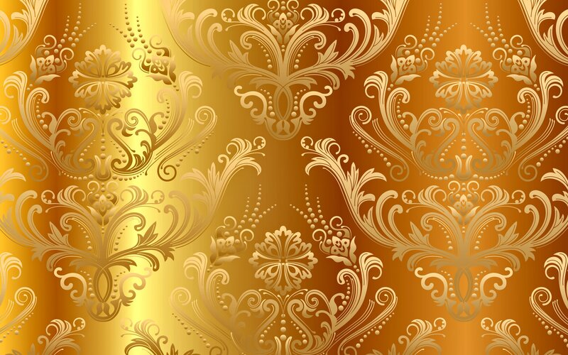 Gold Damask Pattern — Luxurious, Vector Art, Floral