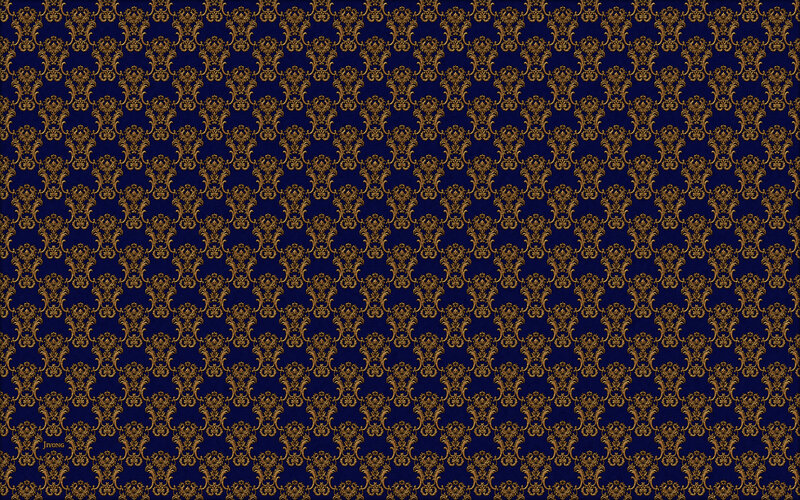 gold damask pattern on blue